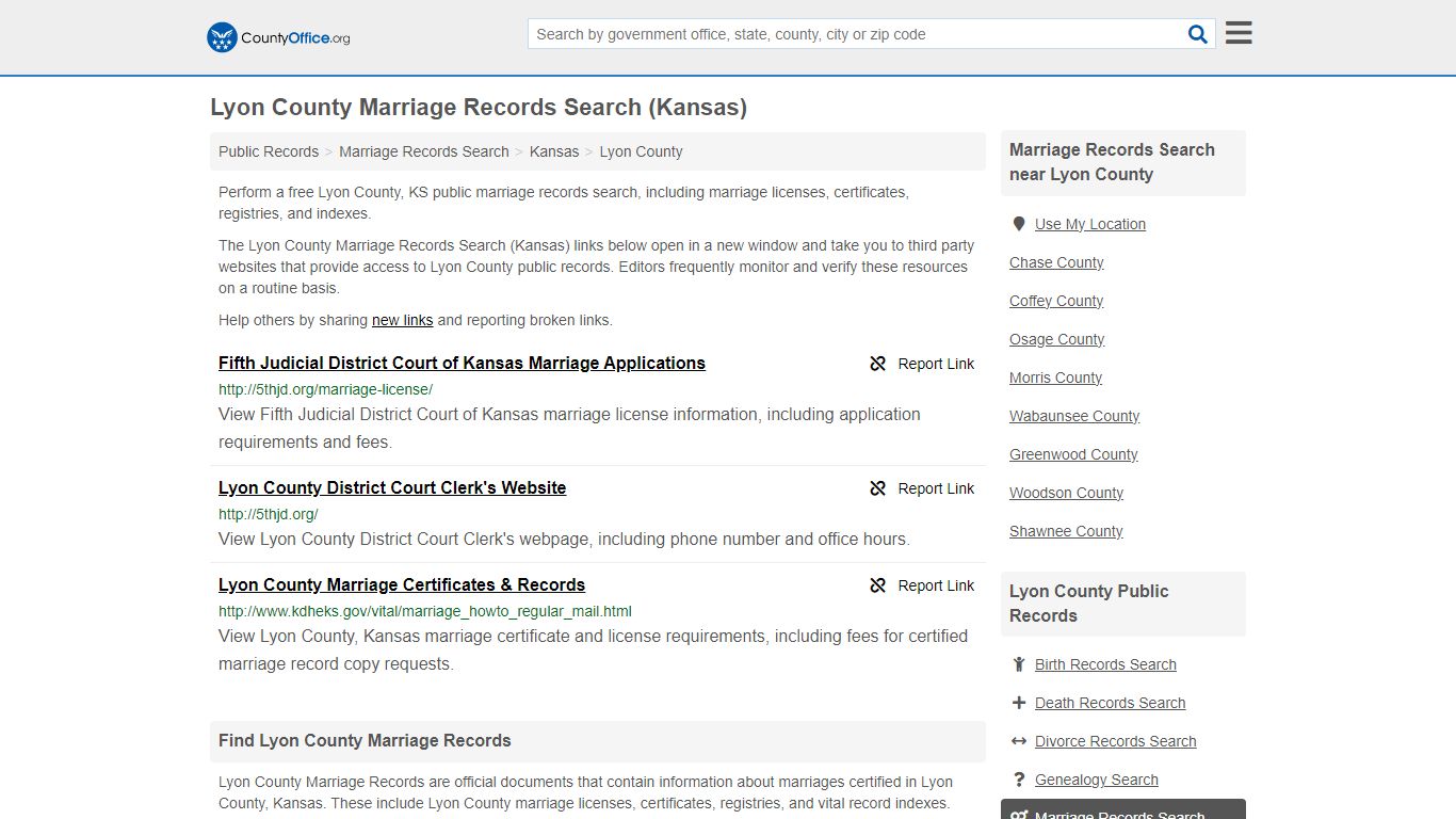 Marriage Records Search - Lyon County, KS (Marriage Licenses ...